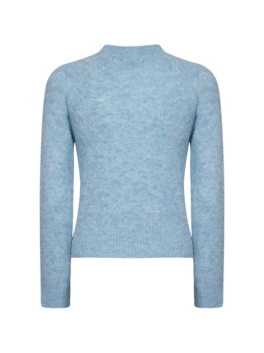 Light blue alpaca-blend Texas crewneck sweater<BR/>