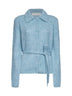 Light blue alpaca blend Toco belted polo-style cardigan