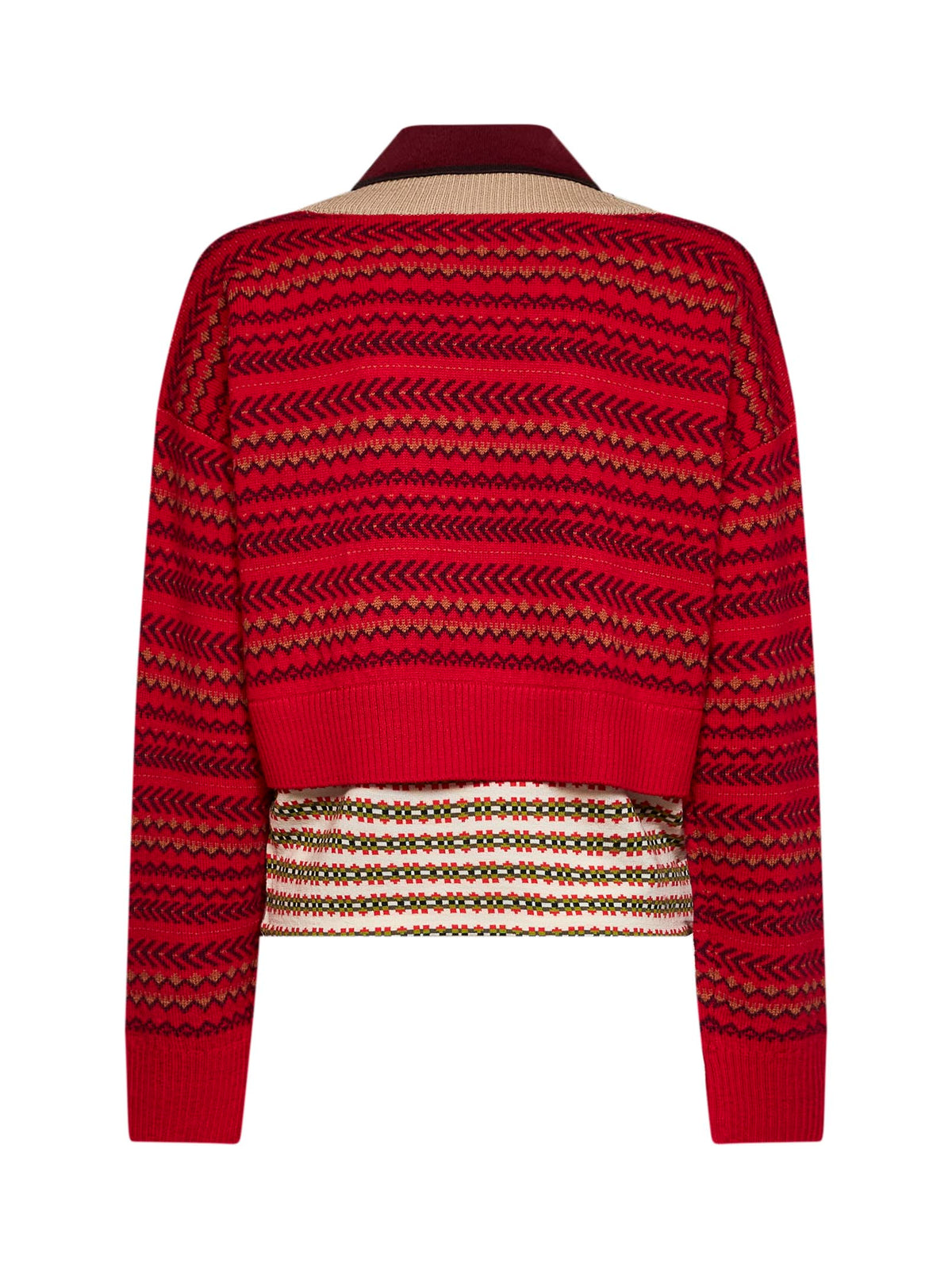 Wool-blend jacquard Toinette layered boxy sweater