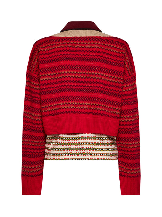 Wool-blend jacquard Toinette layered boxy sweater