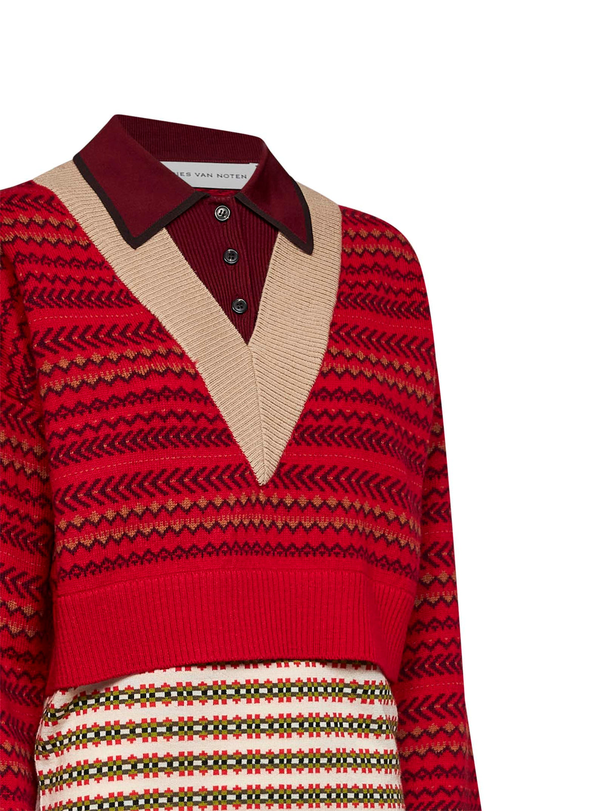 Wool-blend jacquard Toinette layered boxy sweater