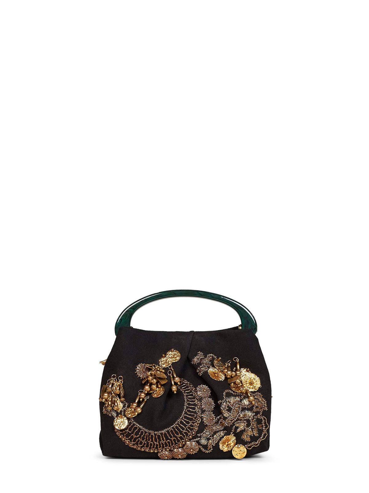 Black Crispino709 small embroidered pleated bag