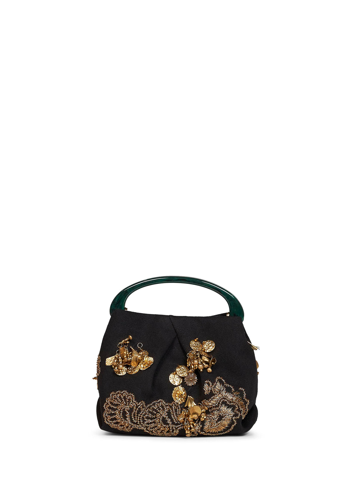 Black Crispino709 small embroidered pleated bag