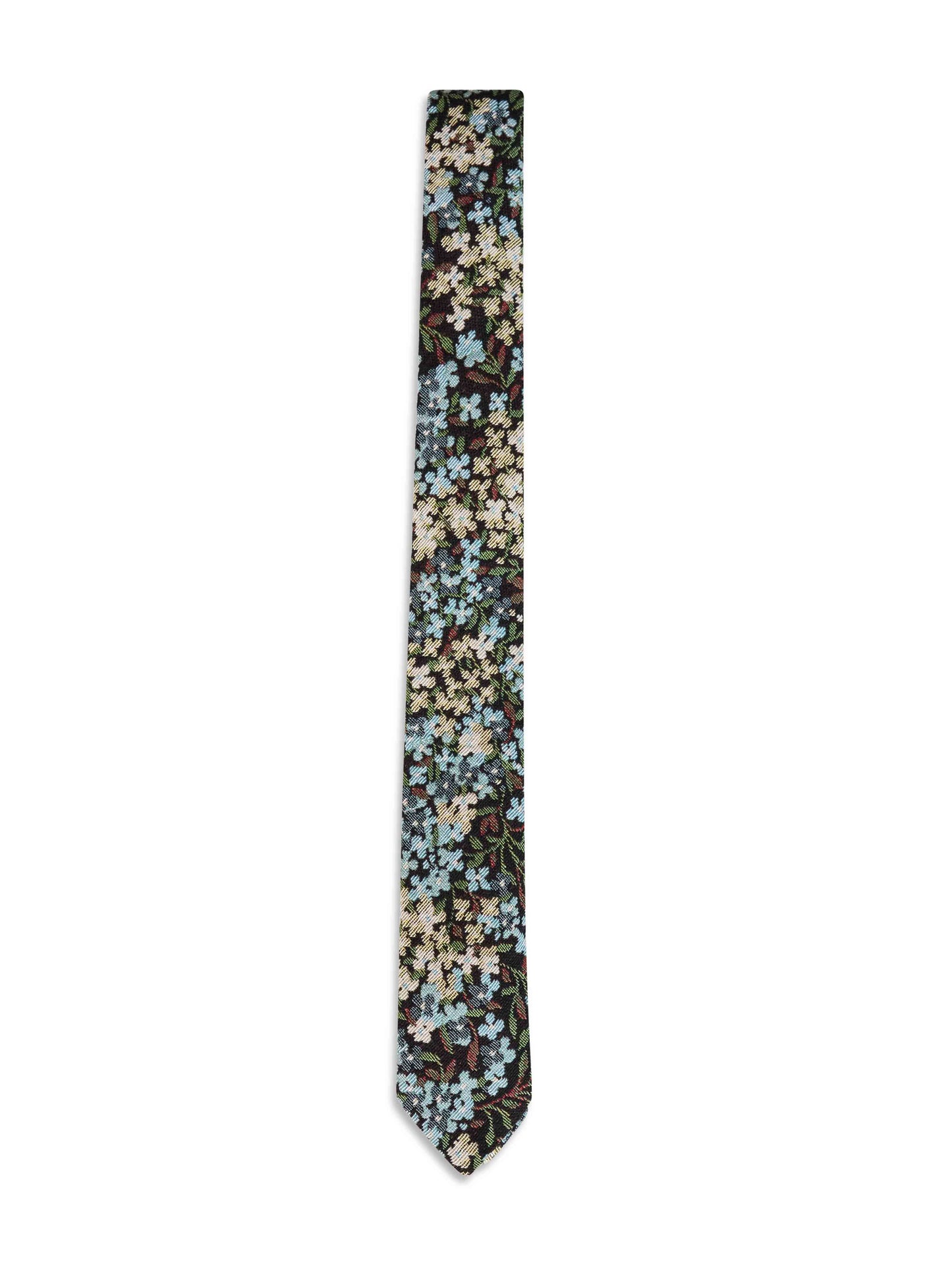 Multicolor floral jacquard cotton-blend tie