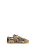 Beige snakeskin-embossed leather sneakers