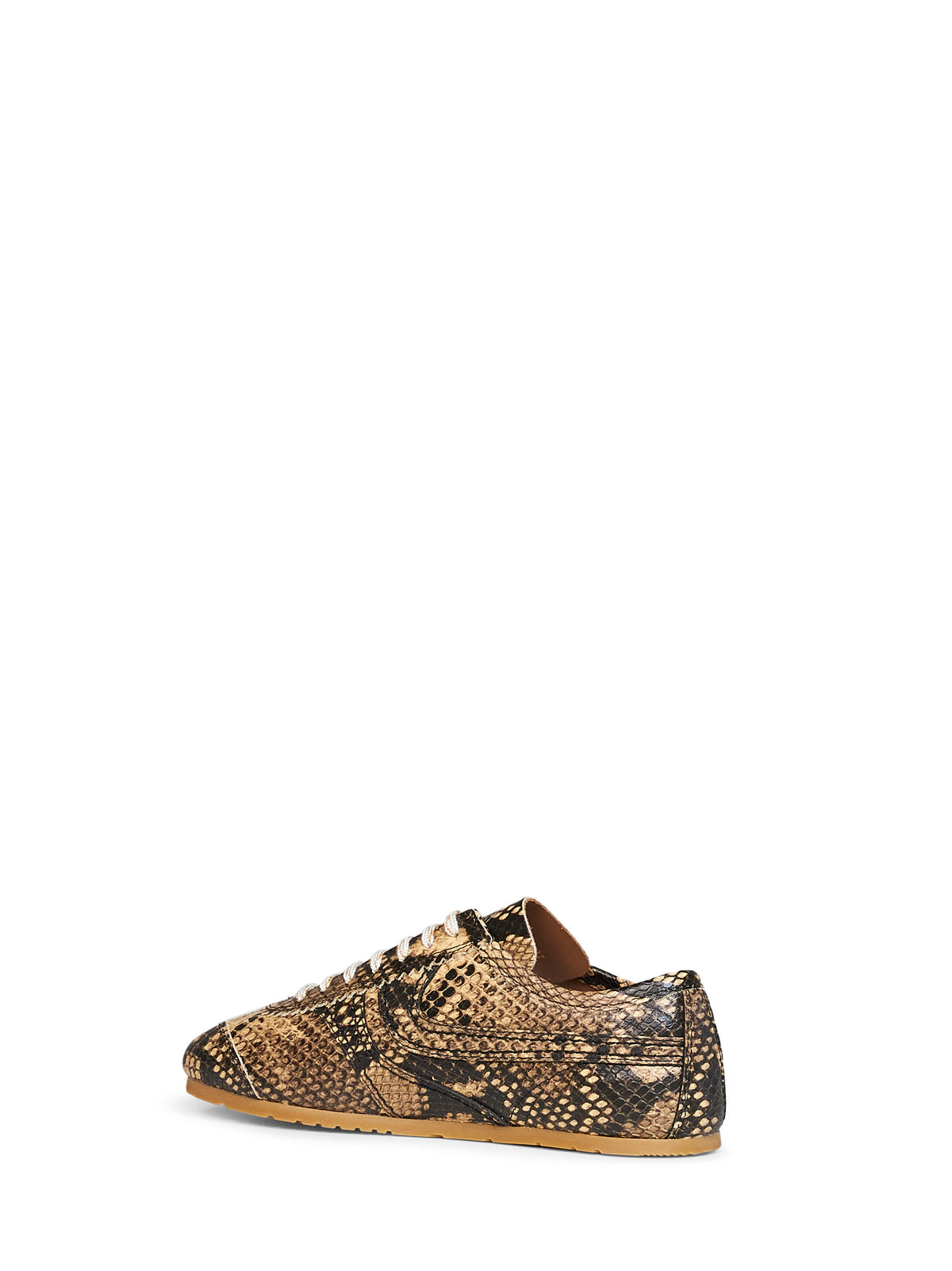 Beige snakeskin-embossed leather sneakers