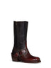 Tan brushed leather buckled mid-calf boots