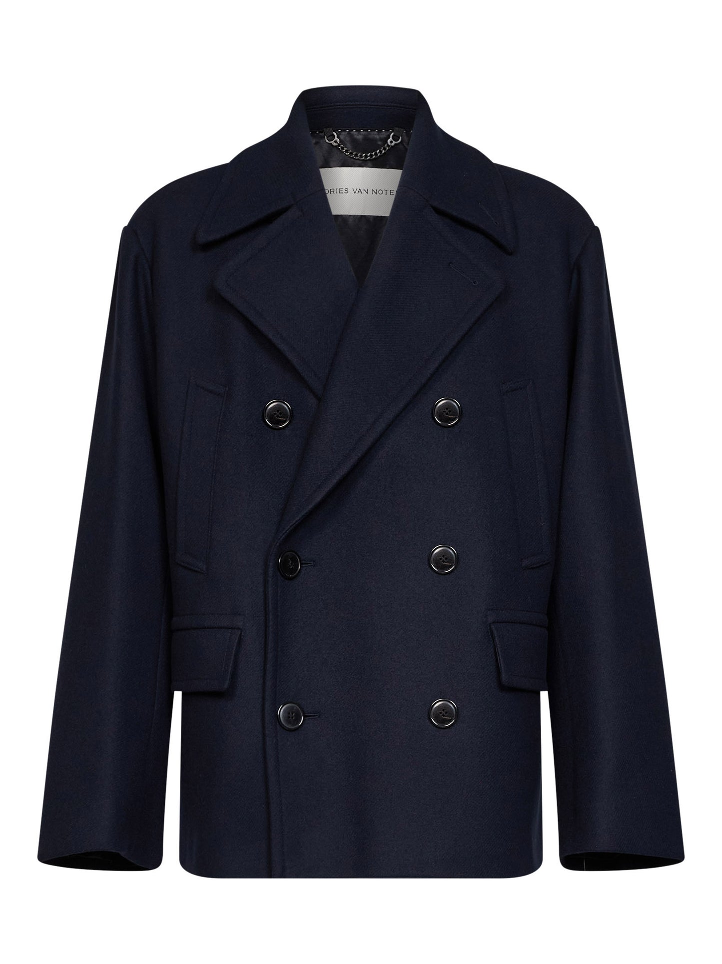 Navy blue wool-blend Rascott double-breasted peacoat