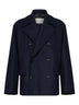 Navy blue wool-blend Rascott double-breasted peacoat