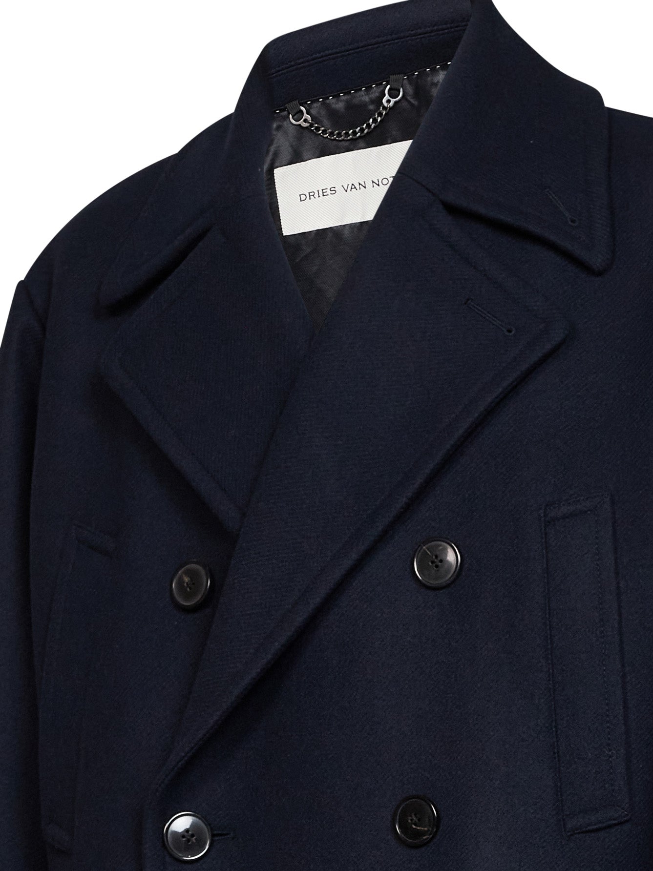 Navy blue wool-blend Rascott double-breasted peacoat