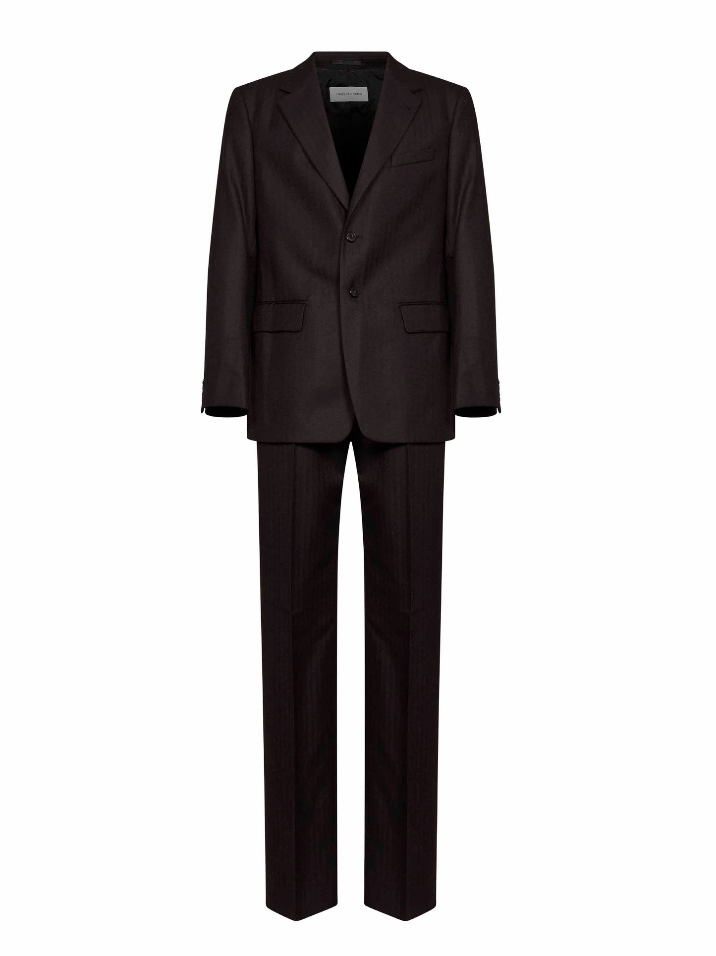 Dark brown wool chevron Kiels single-breasted suit<BR/>