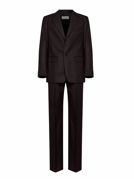 Dark brown wool chevron Kiels single-breasted suit<BR/>