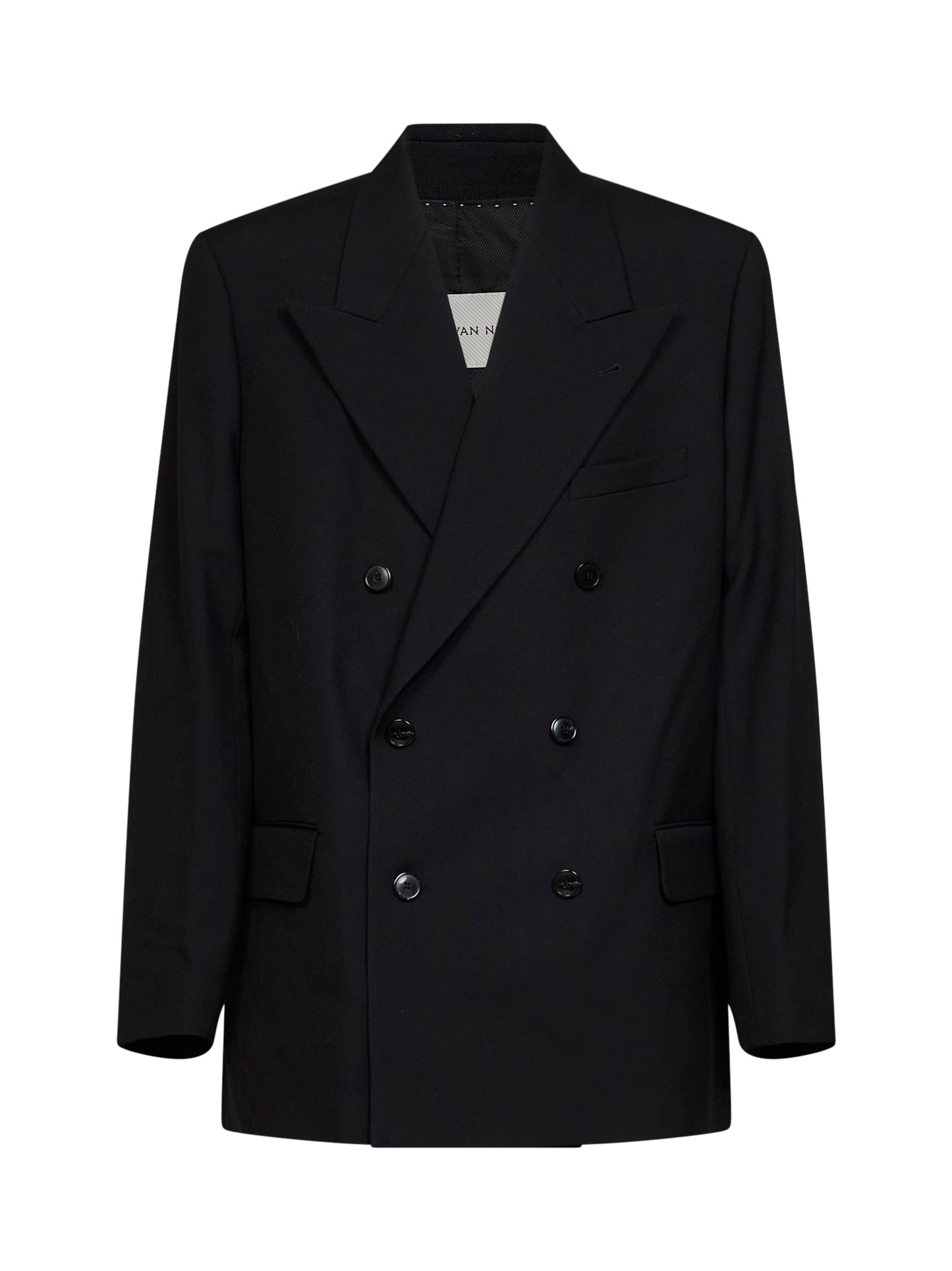 Black wool canvas Bosier double-breasted jacket
