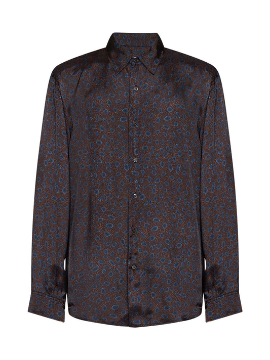 Brown Paisley-print viscose Caper classic shirt