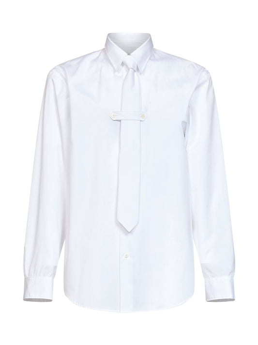 Camicia con cravatta Cilian in popeline di cotone bianco