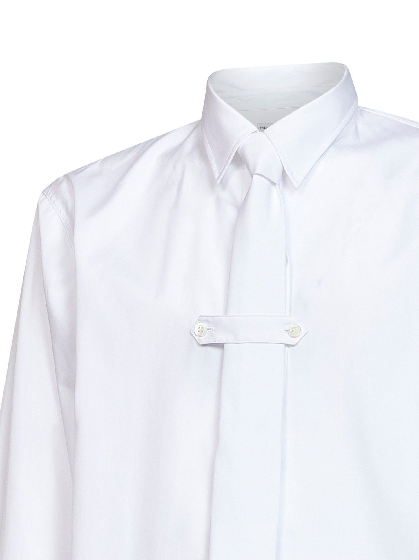 Camicia con cravatta Cilian in popeline di cotone bianco