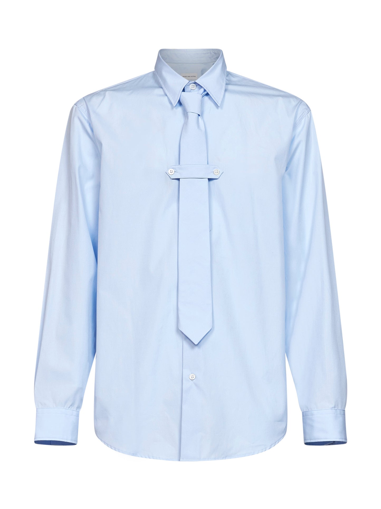 Camicia con cravatta Cilian in popeline di cotone azzurro