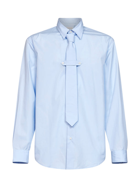Light blue cotton poplin Cilian shirt with tie
