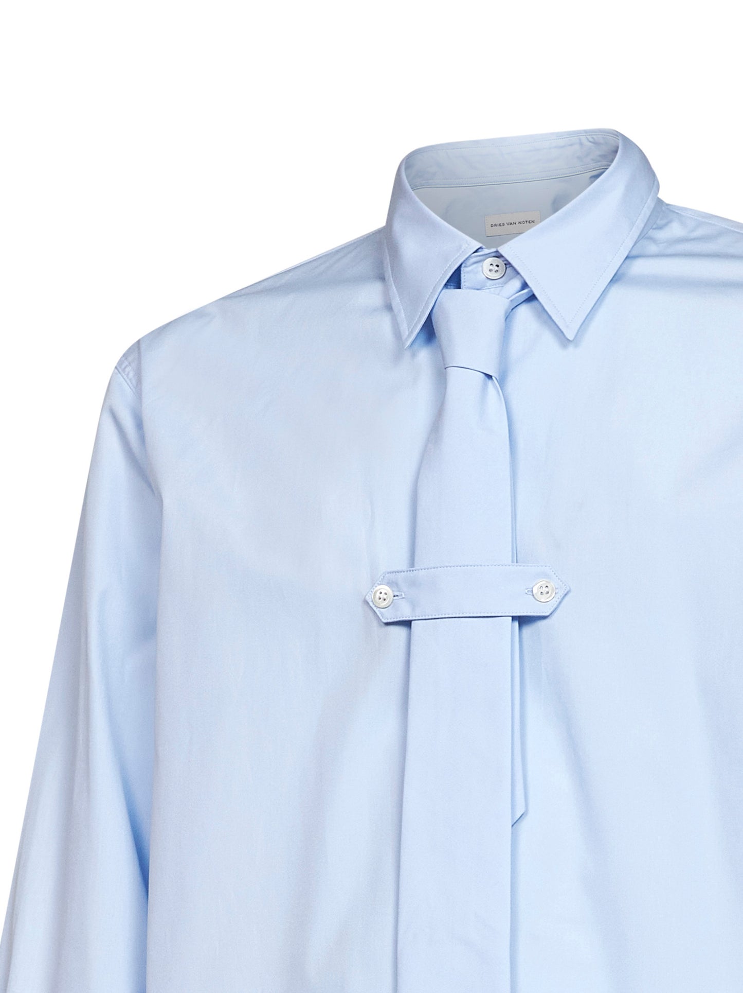 Camicia con cravatta Cilian in popeline di cotone azzurro