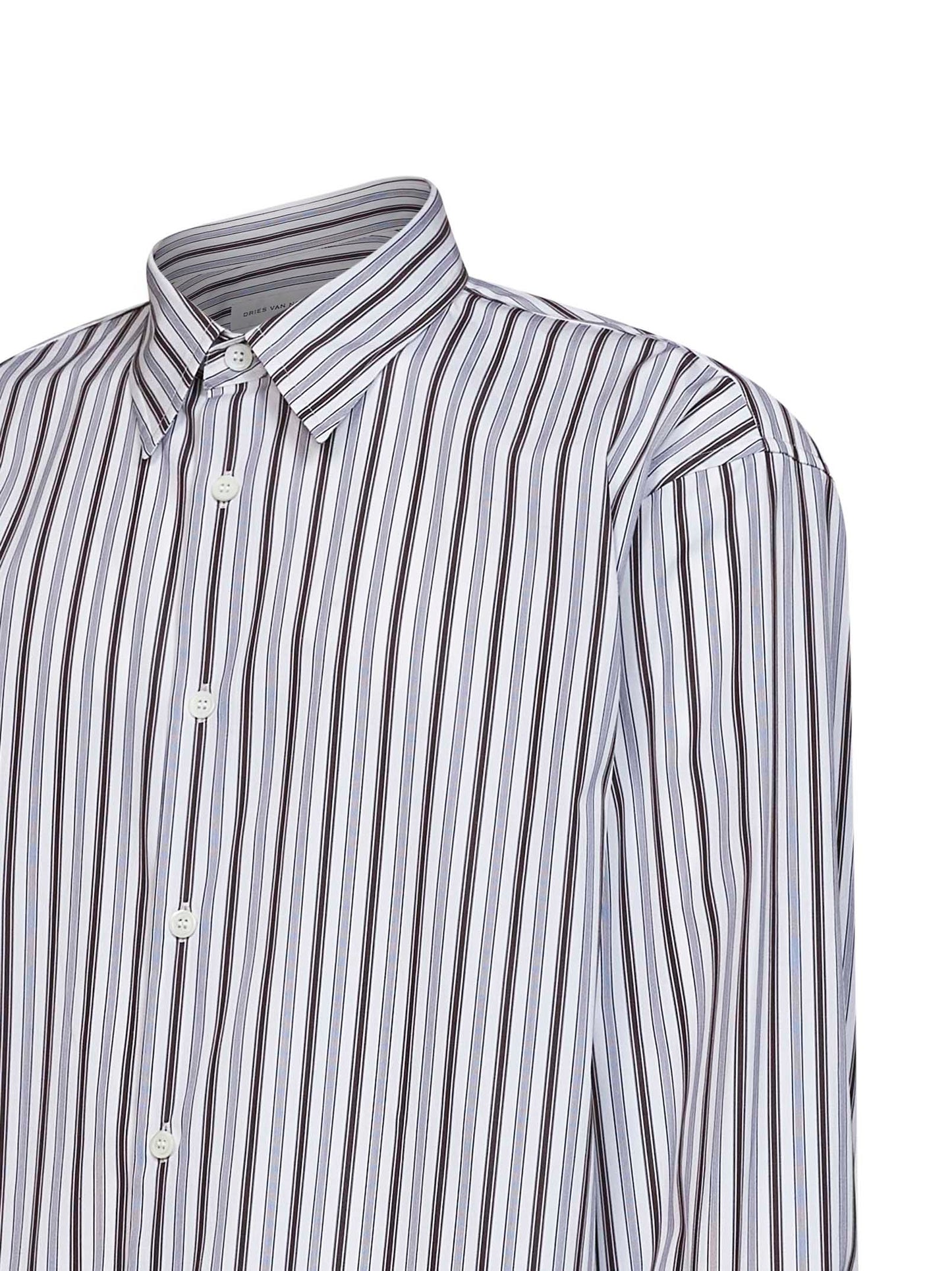 White cotton poplin Croom striped shirt