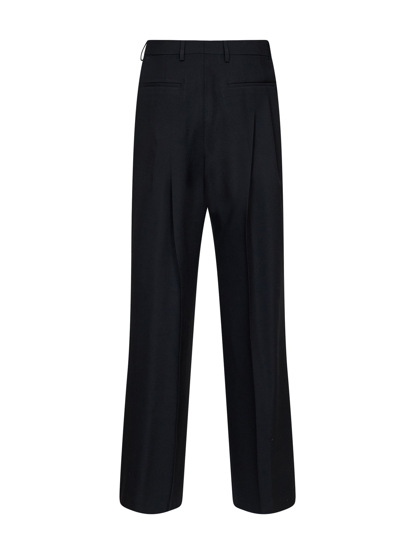 Black wool Panrom double-pleat straight-leg trousers