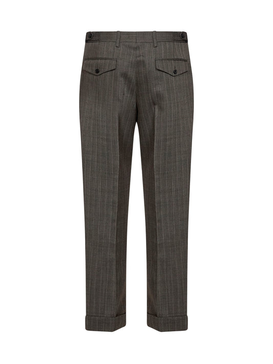 Cement chevron wool Philip tailored trousers