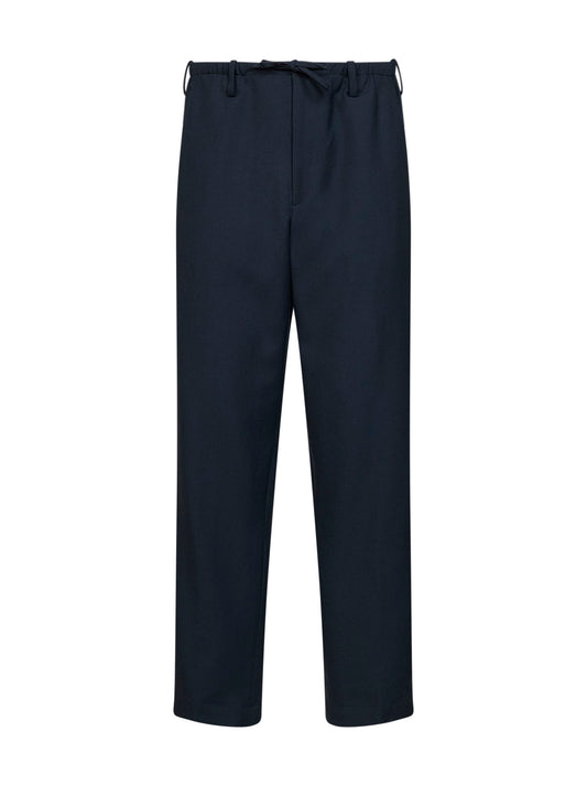 Navy blue wool Penny straight-leg trousers