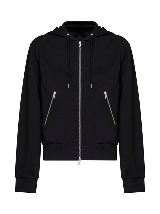 Felpa con zip e cappuccio Harrino in lana nera