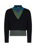 Maglia a strati in lana e cotone nero