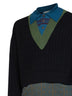 Maglia a strati in lana e cotone nero