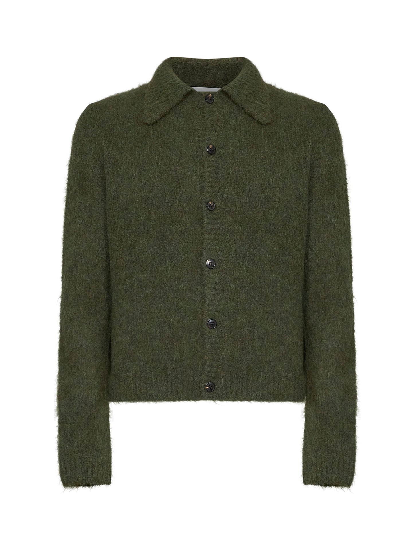 Forest green alpaca blend knit Mora cardigan<BR/>