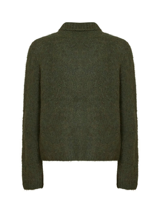 Cardigan Mora in maglia di misto alpaca verde bosco