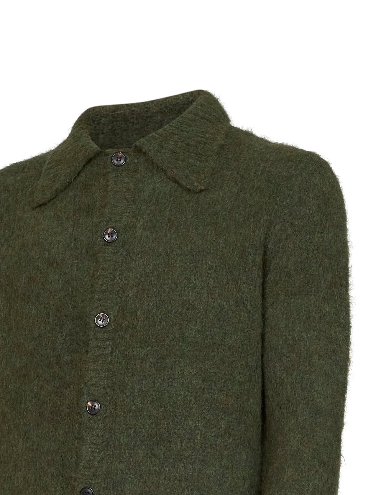 Forest green alpaca blend knit Mora cardigan<BR/>