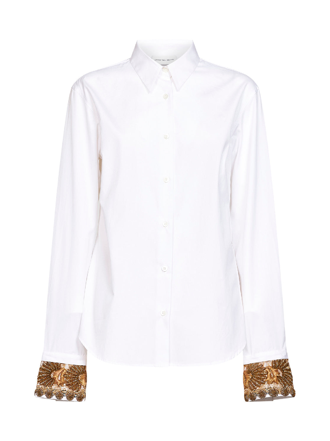 Camicia ricamata Chloris in popeline di cotone bianco