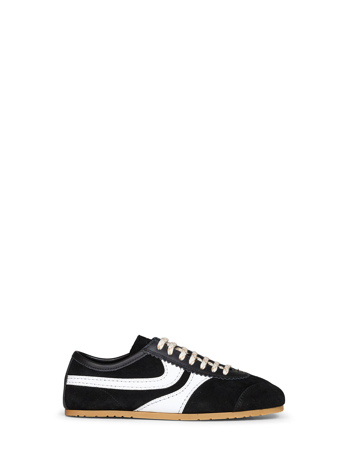 Sneakers in camoscio nero con dettagli in pelle