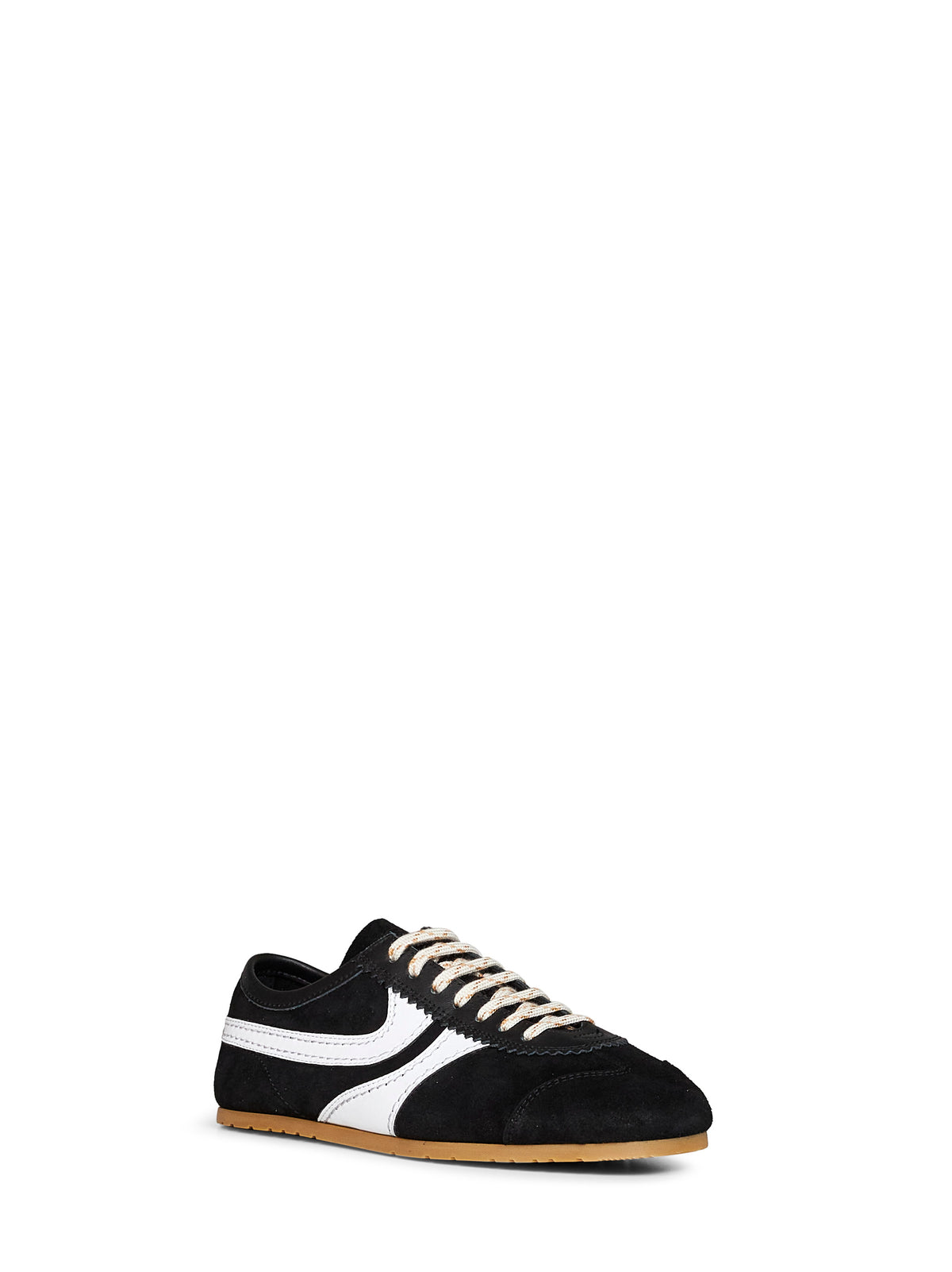 Sneakers in camoscio nero con dettagli in pelle