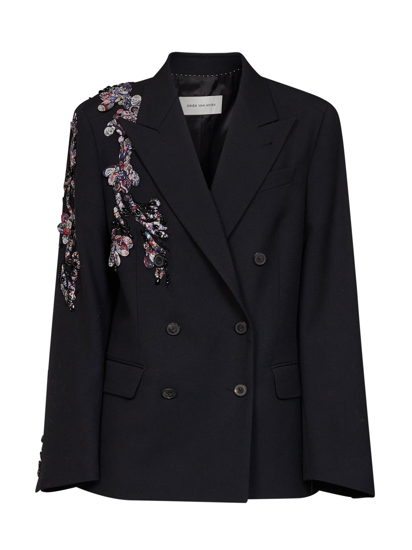Black wool Barrysta double-breasted embroidered jacket