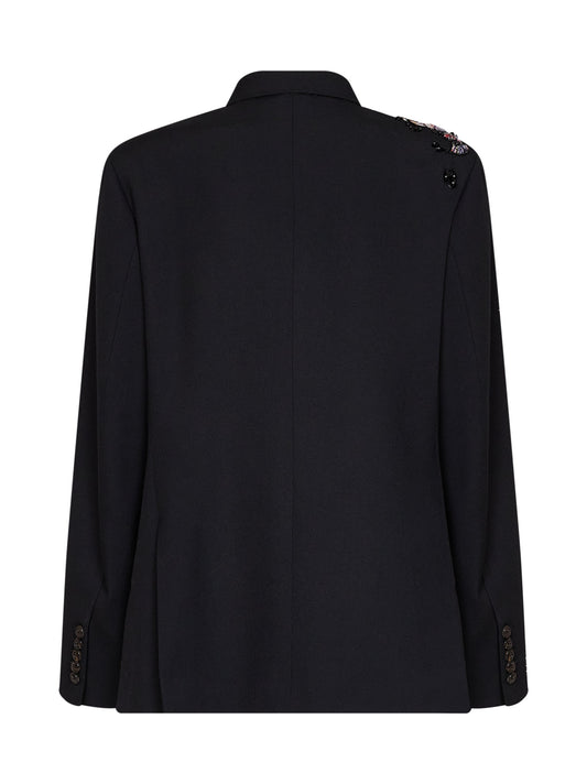 Black wool Barrysta double-breasted embroidered jacket