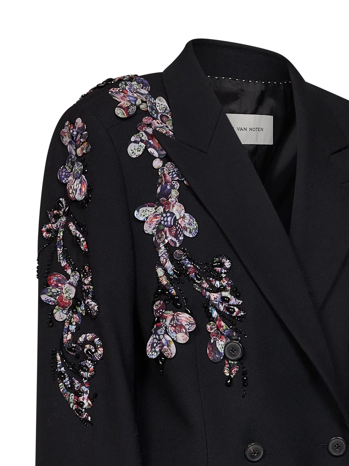 Black wool Barrysta double-breasted embroidered jacket