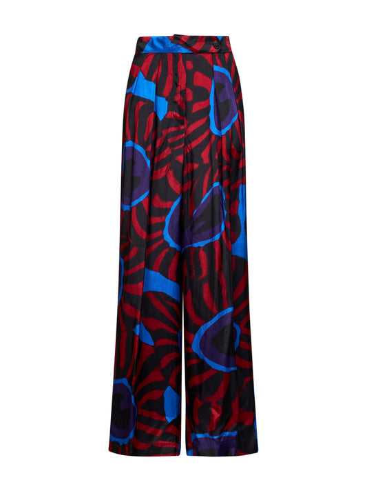 Red Marbled Clay-print twill Pamplona wide trousers