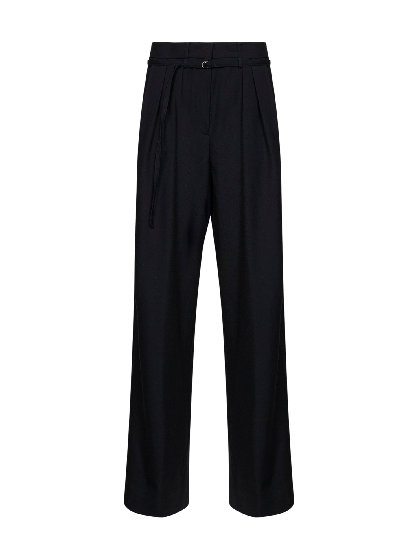 Black wool Peacha belted trousers