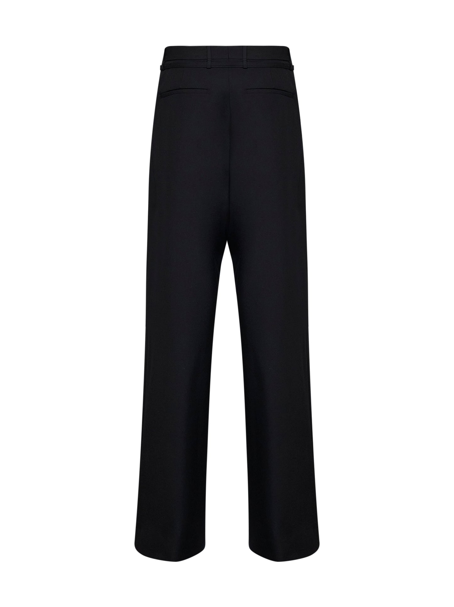 Black wool Peacha belted trousers