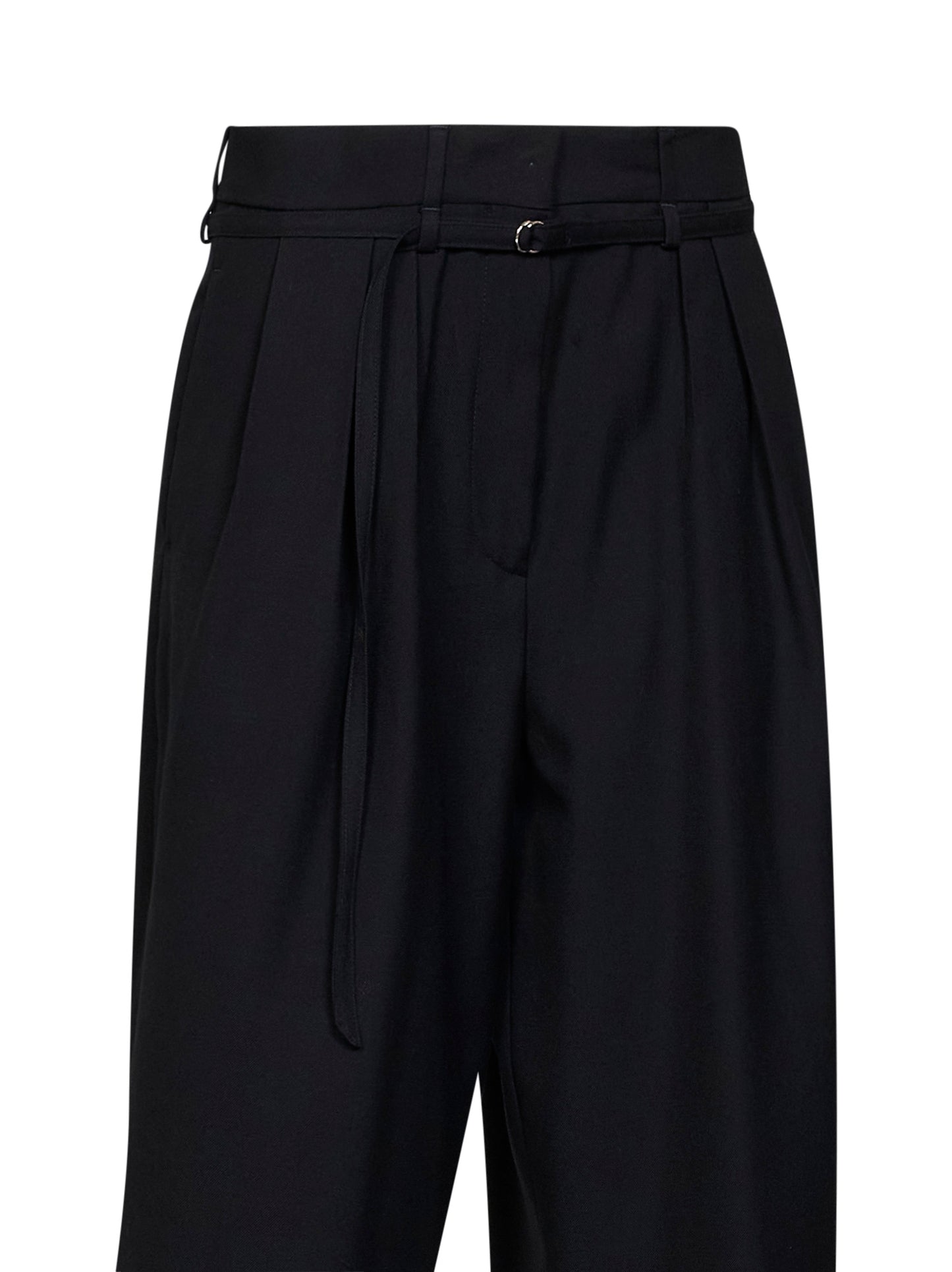 Black wool Peacha belted trousers