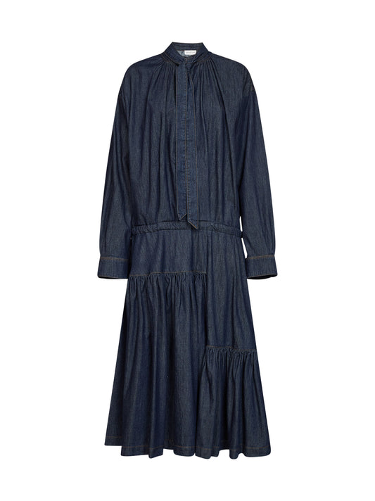 Indigo cotton denim Denvy midi dress