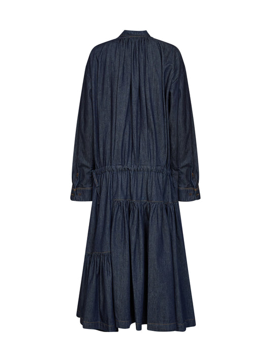 Indigo cotton denim Denvy midi dress