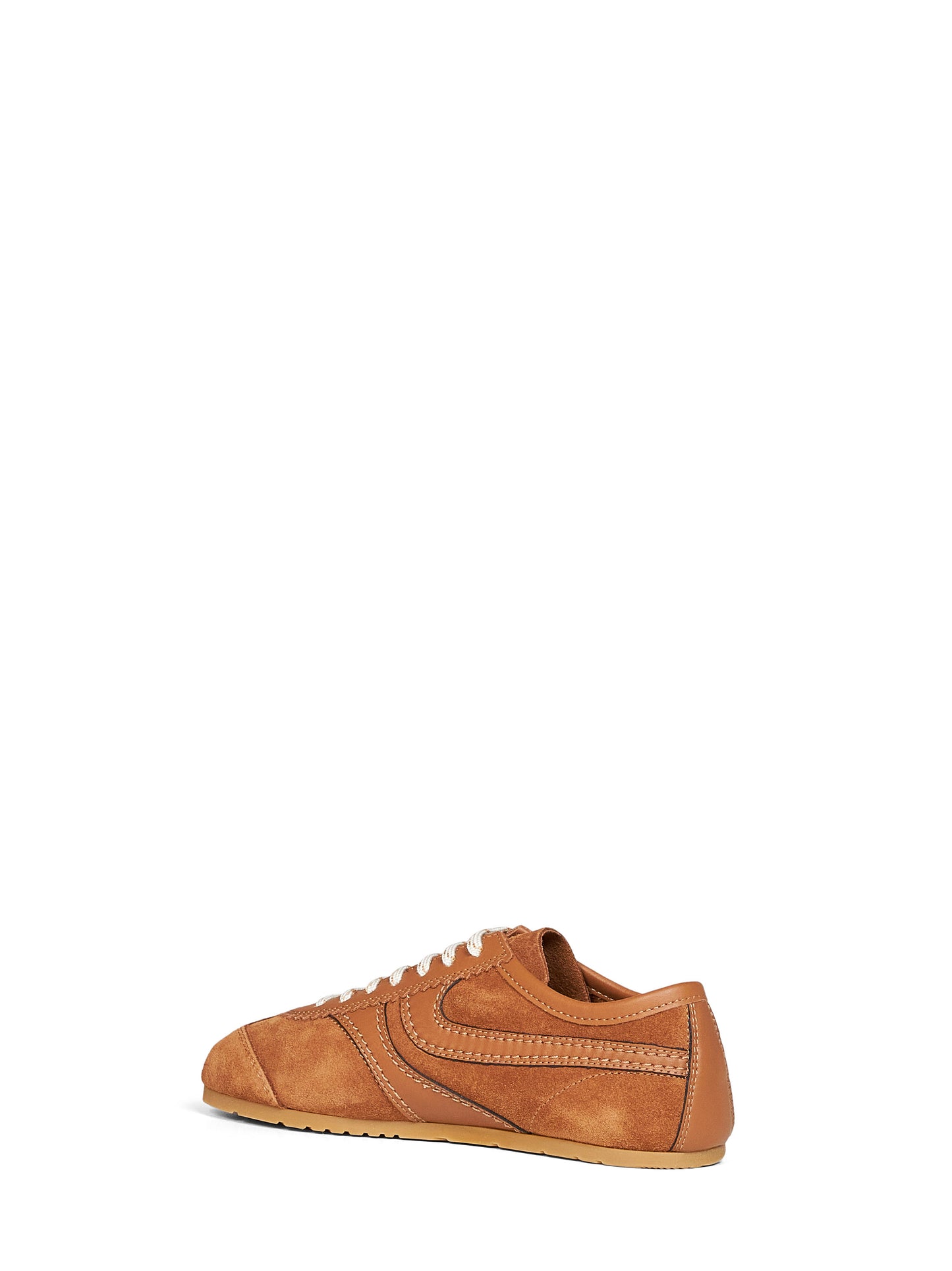 Sneakers in pelle scamosciata cuoio con dettagli in pelle