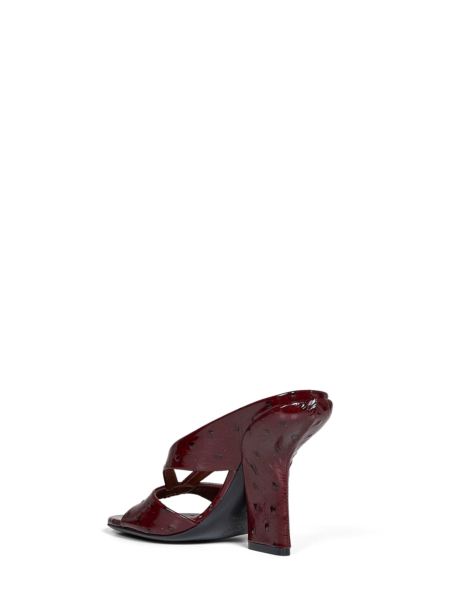Mules con tacco in pelle goffrata struzzo bordeaux