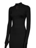 Black stretch jersey midi dress with jeweled detail