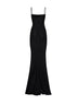 Abito lungo in tulle stretch nero con dettaglio gioiello