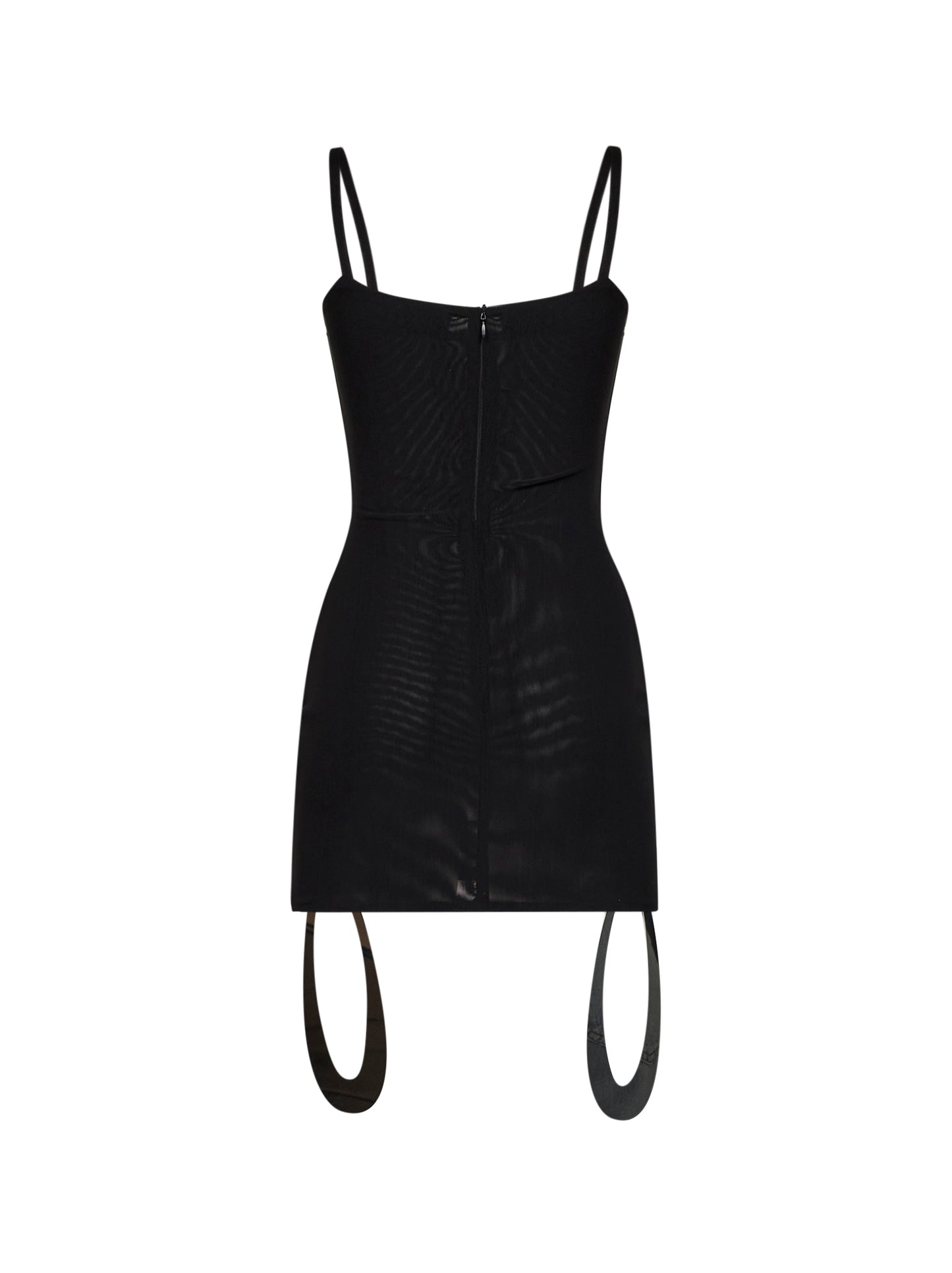 Black stretch tulle Acqua mini dress with jeweled details